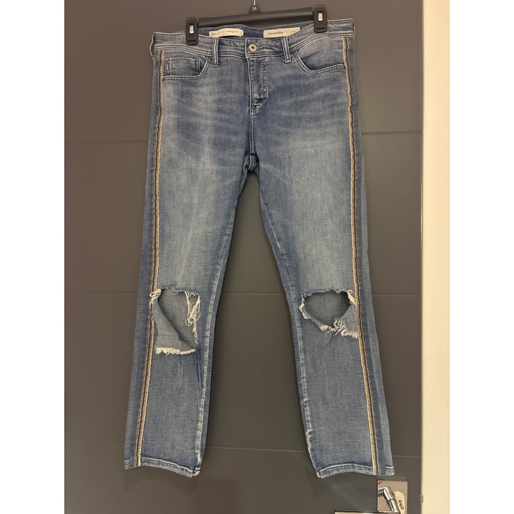 Pilcro by Anthropologie Slim Boyfriend Jeans Embellished Stripe Size 29